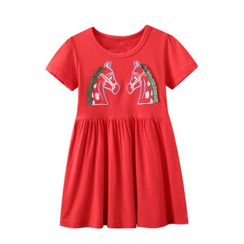 Küçük maven Bebek Kız yaz elbisesi Kırmızı Güzel Çiçek rahat elbise Pamuk Çocuk Kız Elbise Konfor Çocuklar için 2-7 yıl