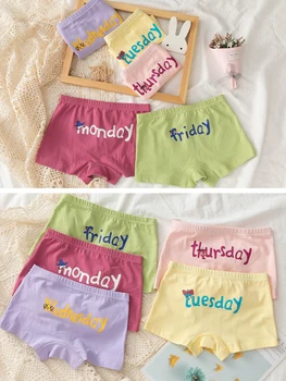 LJMOFA 5 Adet Kız Iç Çamaşırı 3 - 12Y Çocuklar Bebek Kız Boxer Rahat Sevimli Şeker Renk Iç Çamaşırı Pantolon B125