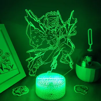 Manga iblis avcısı Kimetsu Hiçbir Yaiba Anime Figürü Agatsuma Zenitsu RGB 3D Led Pil USB Gece ışıkları Lav Lambası Masa Dekorasyon