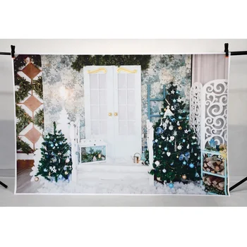 Noel Dekorasyon Sundurma Fotoğraf Backdrop Çocuklar Ön Kapı Kar Avlu Çiçek Ağacı Yıldız Hediye Mağazası Ev Fotoğraf Arka Plan